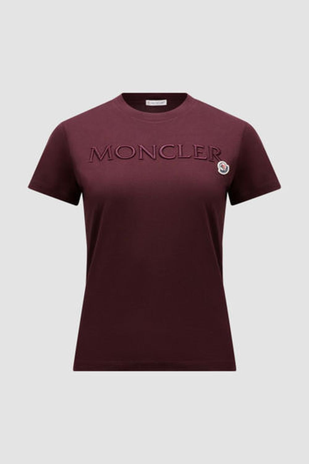 MONCLER Women Embroidered Logo Cotton T-Shirt Burgundy J20938C0001189AIJ480