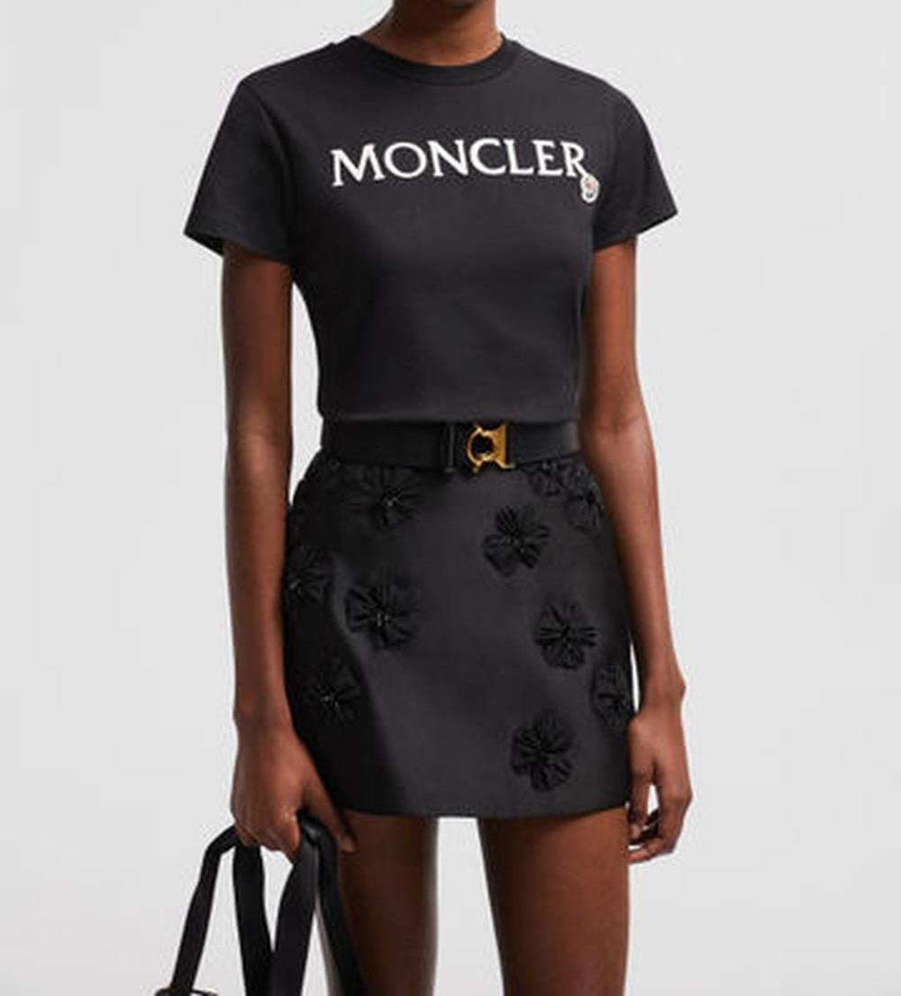 MONCLER Women Embroidered Logo Cotton T-Shirt Black J20938C0001189AIJ999