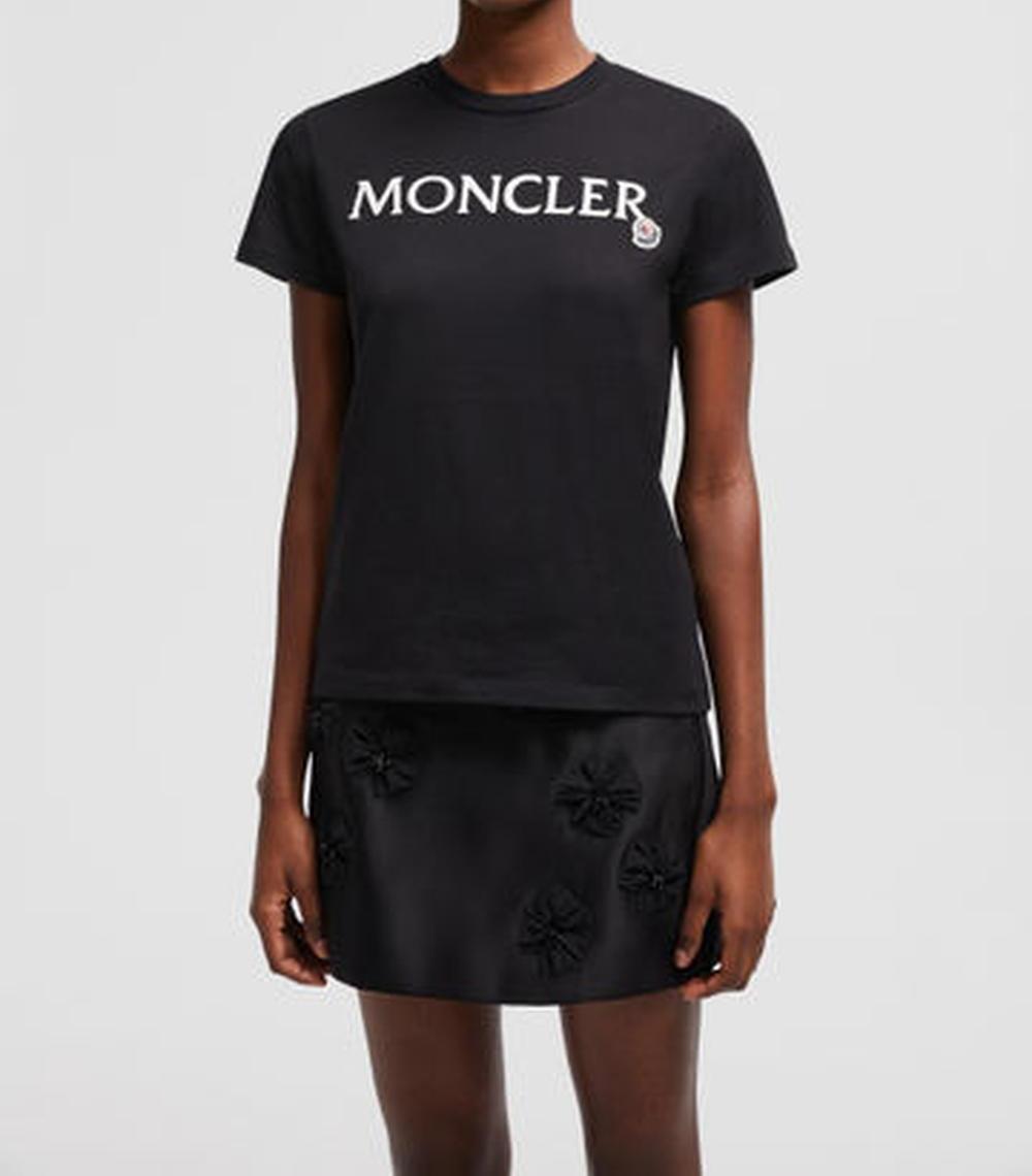 MONCLER Women Embroidered Logo Cotton T-Shirt Black J20938C0001189AIJ999