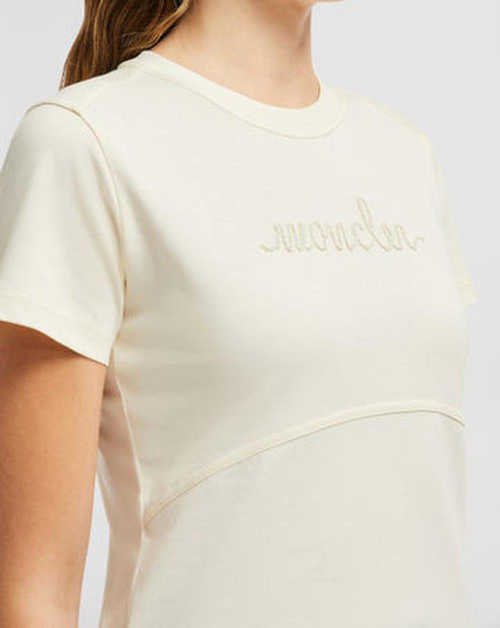 MONCLER Women Beaded Logo Cotton T-Shirt White J20938C0001589AIJ034