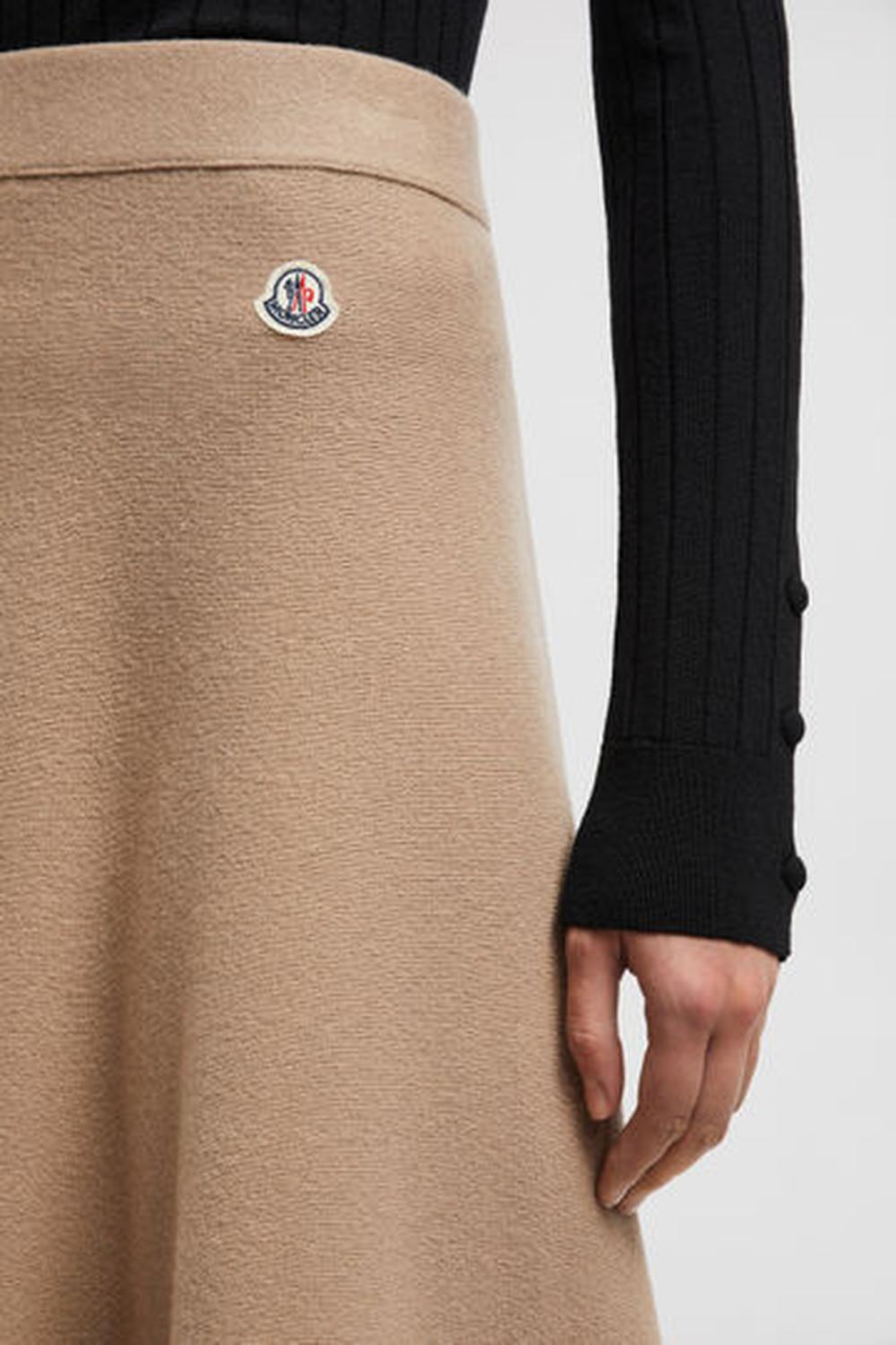 MONCLER Women Wool & Cotton Midi Skirt Camel Beige J20939H00003M1241513