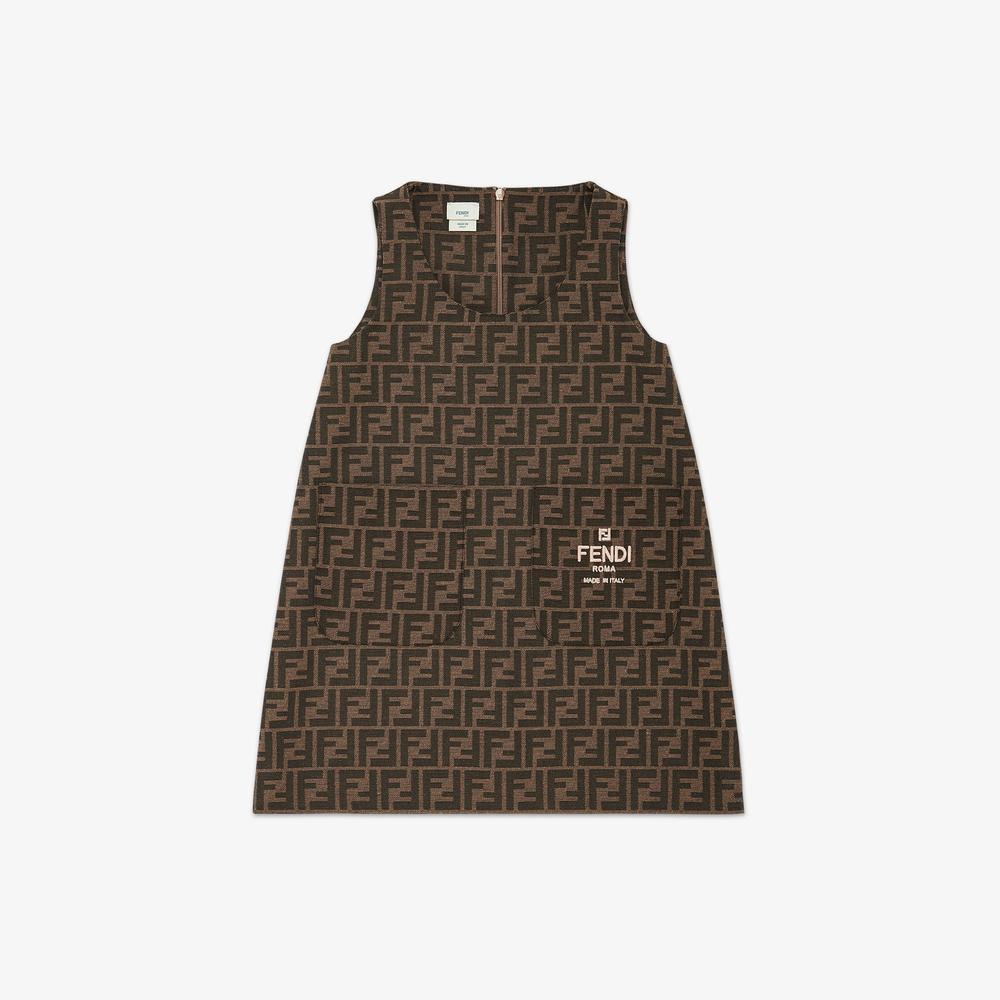 FENDI Kids Junior Dress Brown JFB712AQTKF15B6