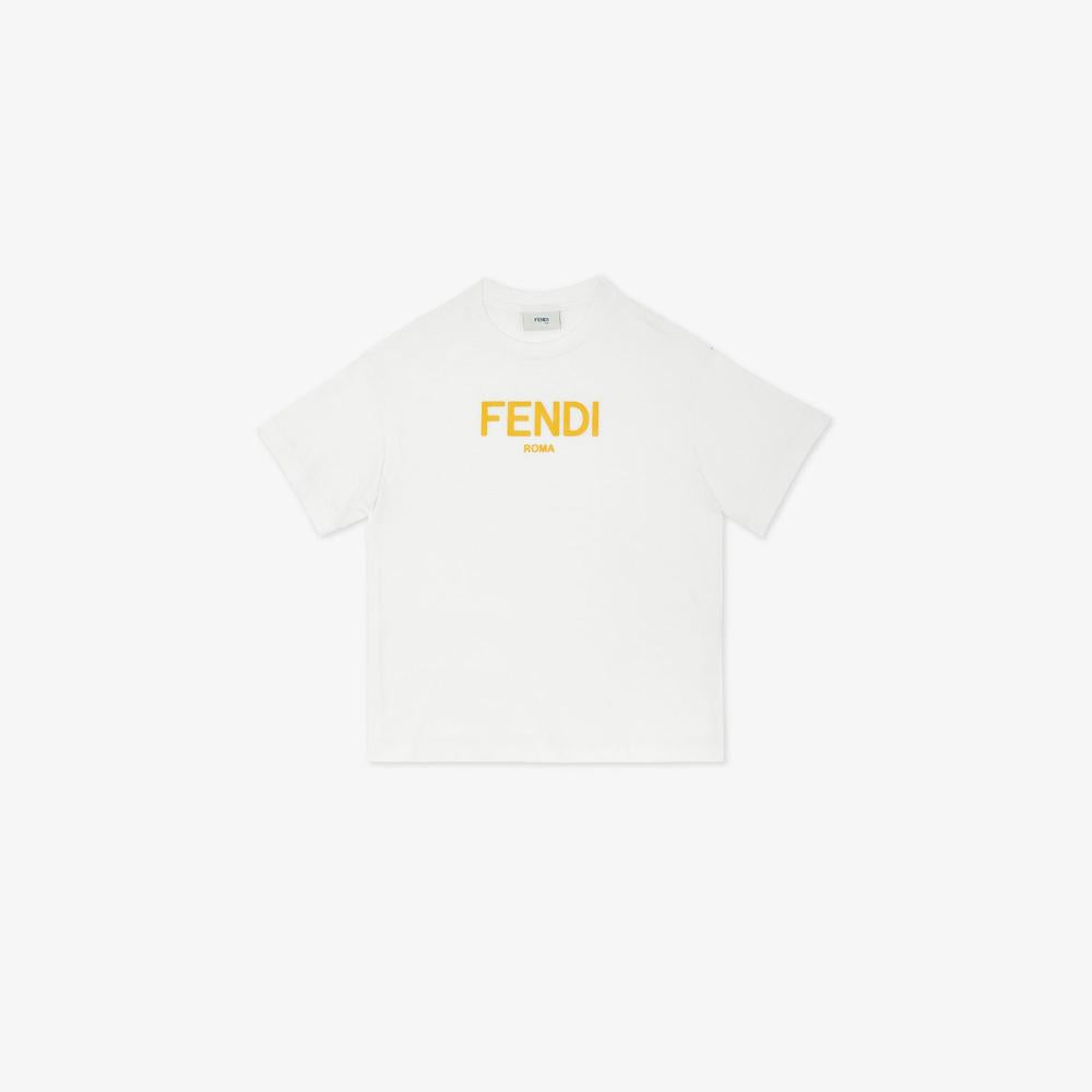 تي شيرت FENDI Kids Junior باللون الأصفر JUI1377AJF0TU9