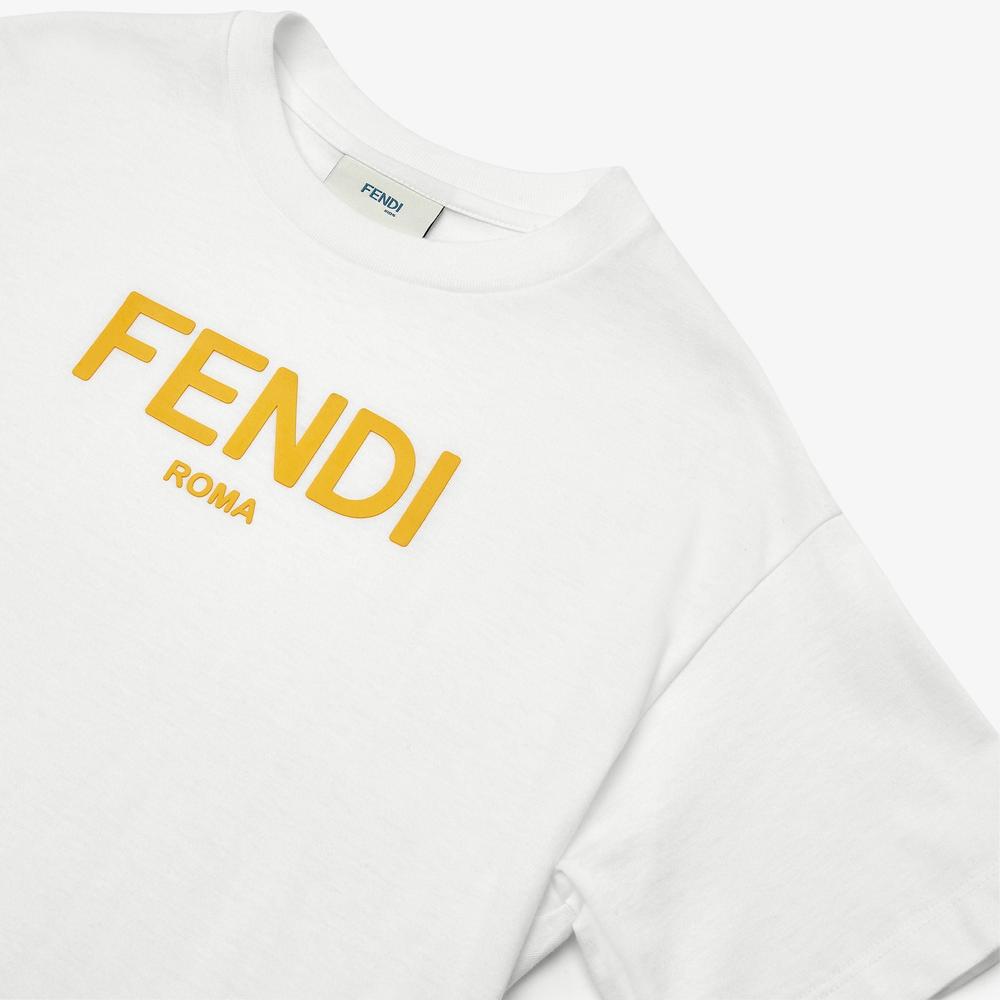 تي شيرت FENDI Kids Junior باللون الأصفر JUI1377AJF0TU9