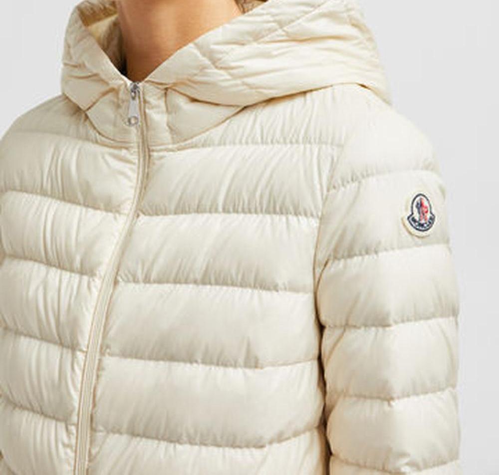 MONCLER Women Hede Hooded Short Down Jacket White Ivory K10931A000695986E04A