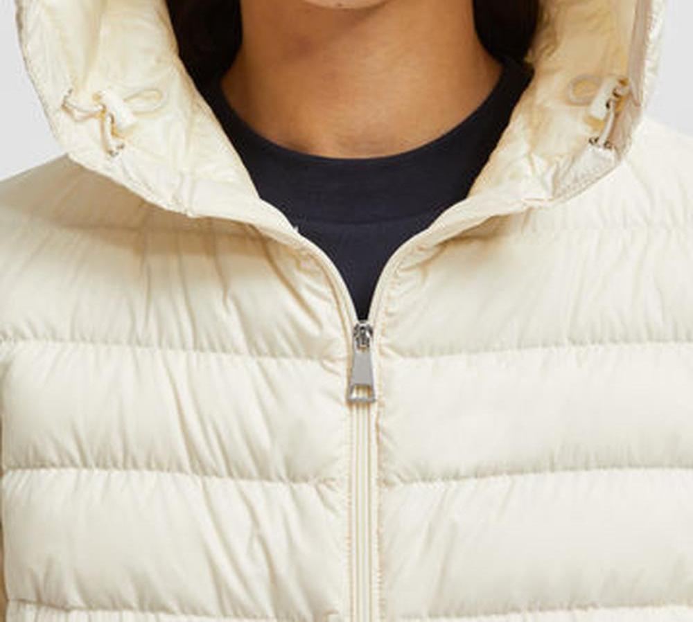 MONCLER Women Hede Hooded Short Down Jacket White Ivory K10931A000695986E04A