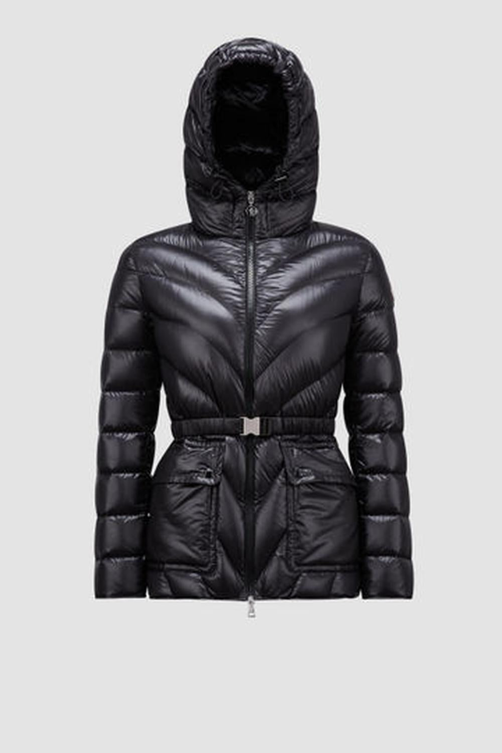 MONCLER Women Argenno Hooded Mid-Length Down Jacket Black K10931A00073595ZZ999