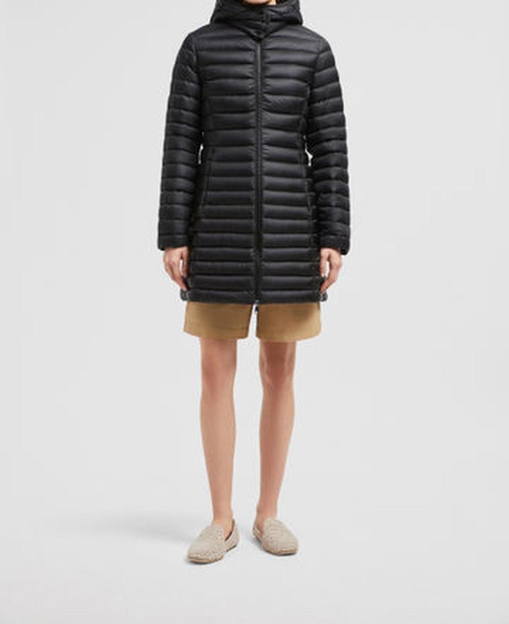 سترة طويلة بغطاء رأس من MONCLER للنساء Igelong باللون الأسود K10931C00006597YF999