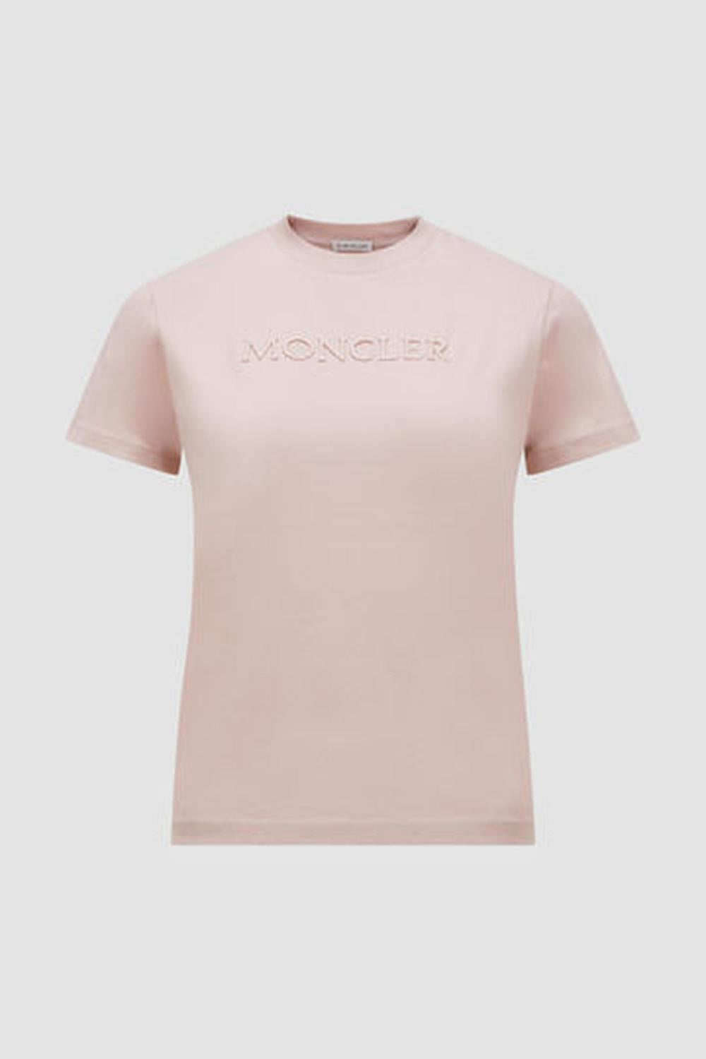 MONCLER Women Embroidered Tonal Logo Cotton T-Shirt Pink K10938C0000889AUO529