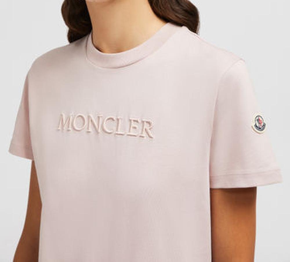 MONCLER Women Embroidered Tonal Logo Cotton T-Shirt Pink K10938C0000889AUO529