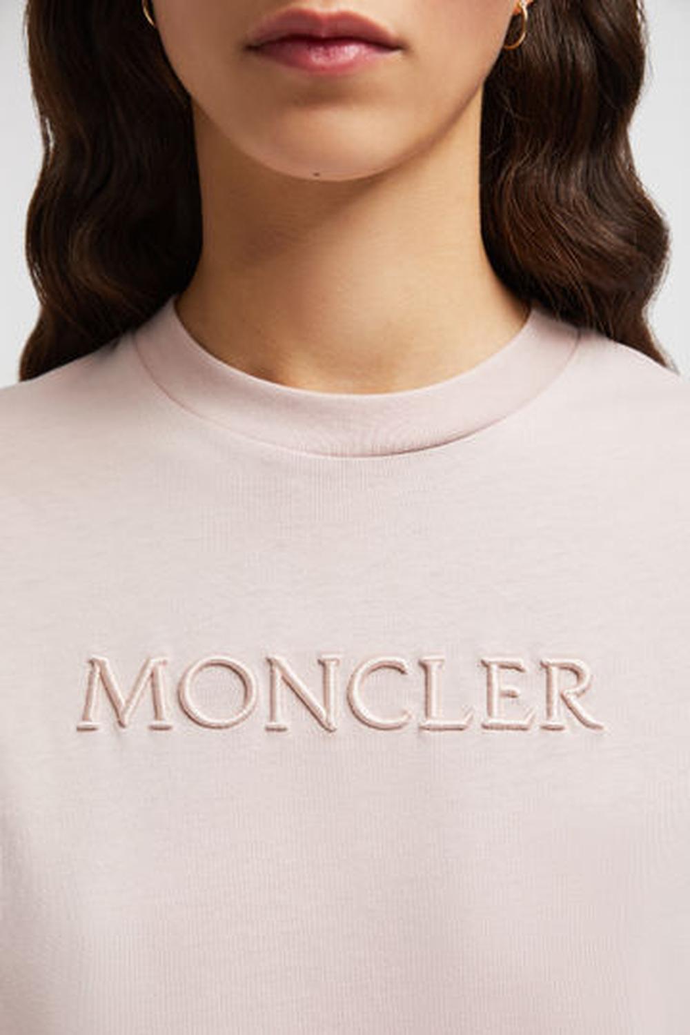 MONCLER Women Embroidered Tonal Logo Cotton T-Shirt Pink K10938C0000889AUO529