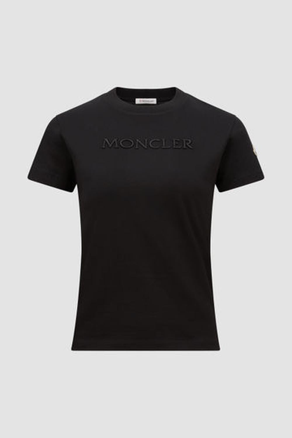 MONCLER Women Embroidered Tonal Logo Cotton T-Shirt Black K10938C0000889AUO999