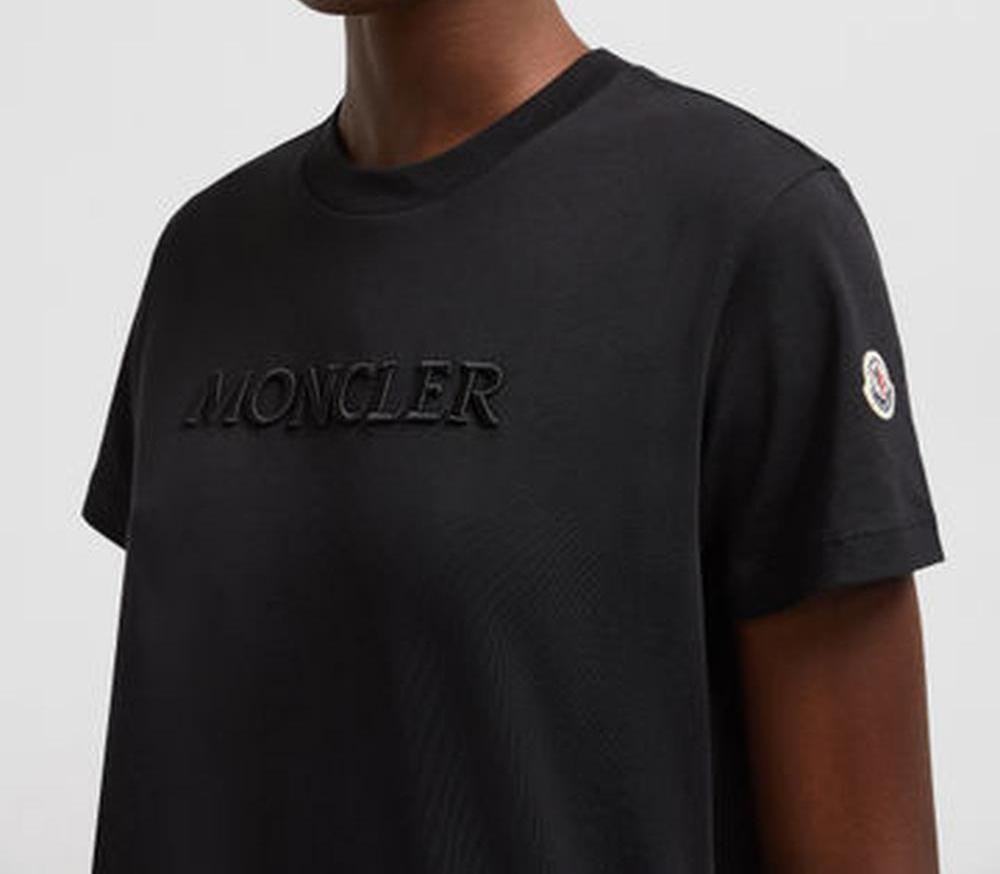 MONCLER Women Embroidered Tonal Logo Cotton T-Shirt Black K10938C0000889AUO999