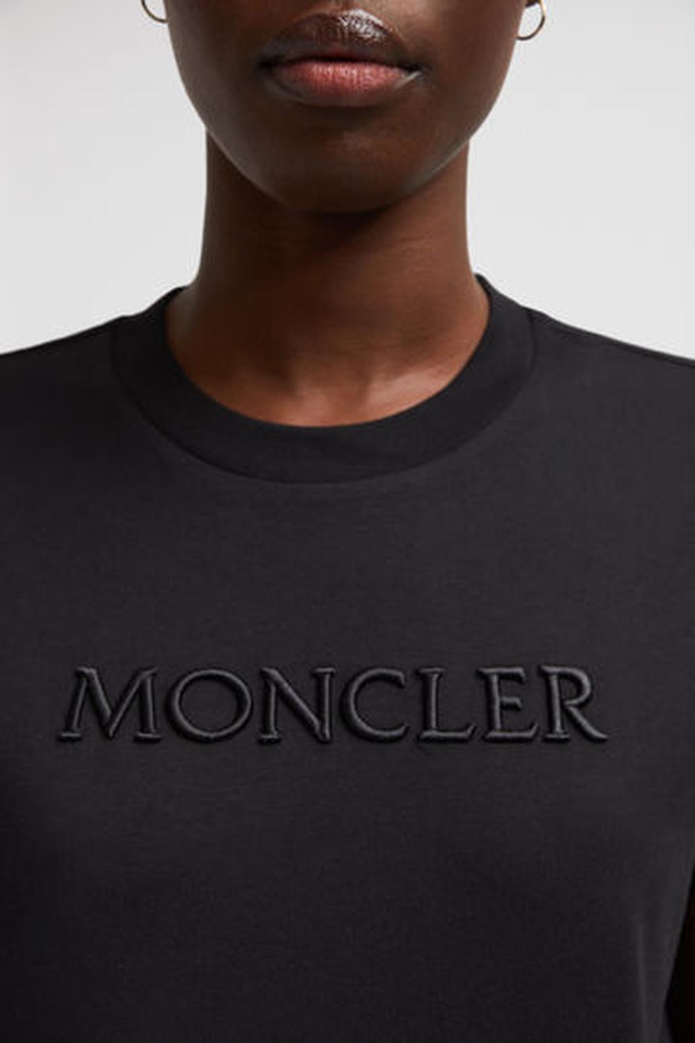 MONCLER Women Embroidered Tonal Logo Cotton T-Shirt Black K10938C0000889AUO999