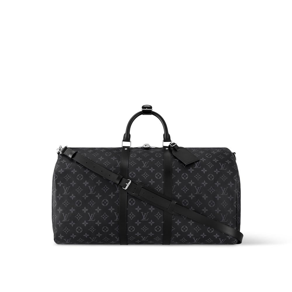 Louis Vuitton Men Keepall Shoulder Bag 55 Monogram Eclipse M40605