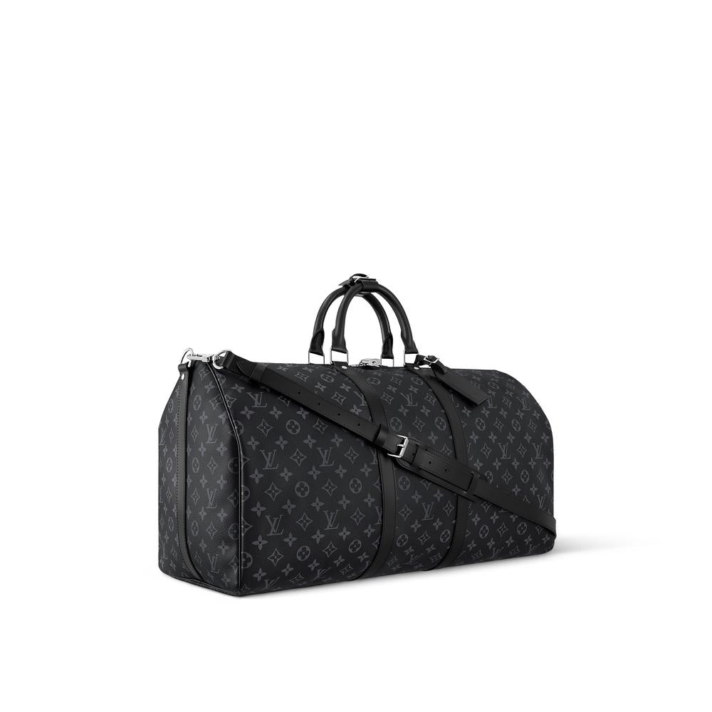 Louis Vuitton Men Keepall Shoulder Bag 55 Monogram Eclipse M40605