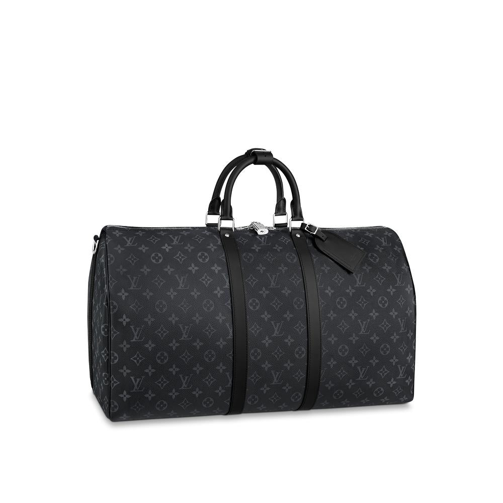 Louis Vuitton Men Keepall Shoulder Bag 55 Monogram Eclipse M40605