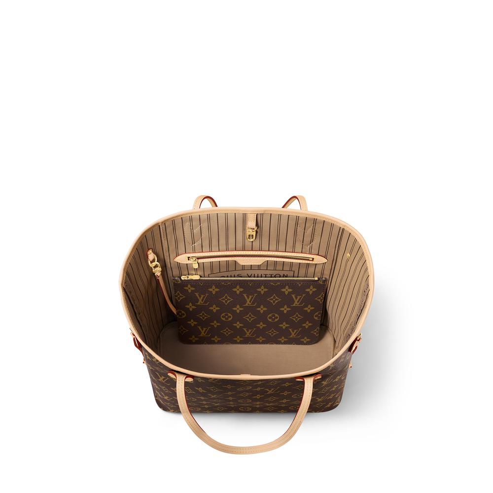 حقيبة Louis Vuitton Neverfull MM للنساء باللون الوردي والبيج M46975