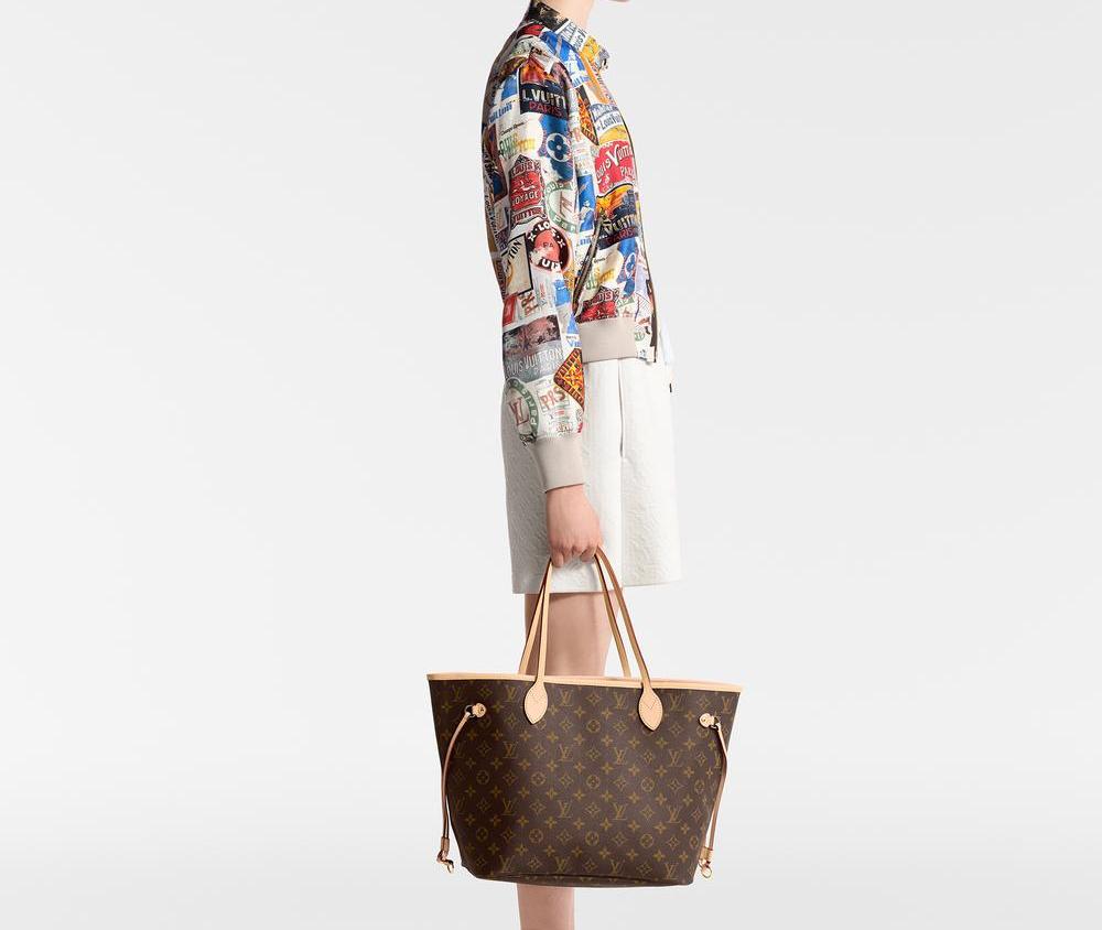 حقيبة Louis Vuitton Neverfull MM للنساء باللون الوردي والبيج M46975