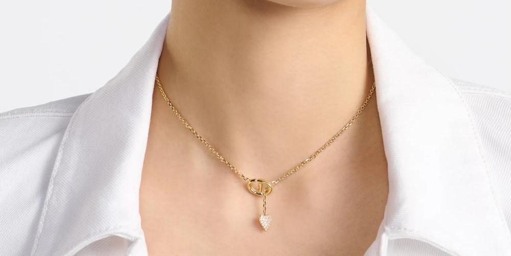 DIOR Women Navy CD Necklace Gold N3118WOMCY_D03S