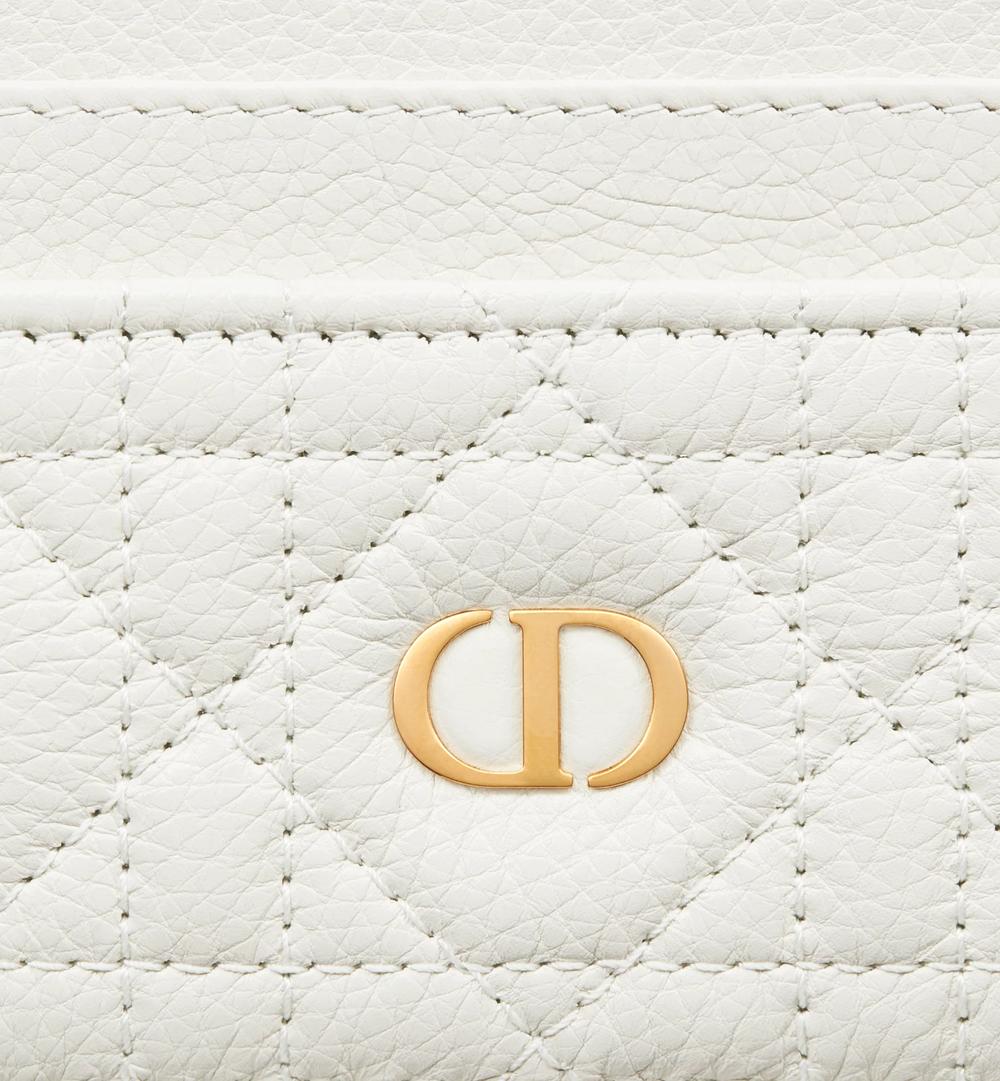 DIOR Women Dior Caro Freesia Card Holder Cuir de veau Cannage souple couleur latte S5130UWHC_M030