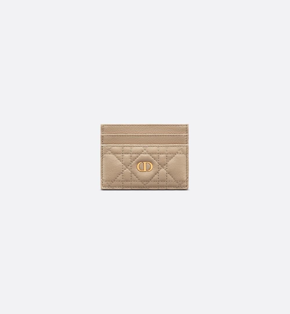 DIOR Women Dior Caro Freesia Card Holder Soft sand-colored Cannage calfskin S5130UWHC_M116