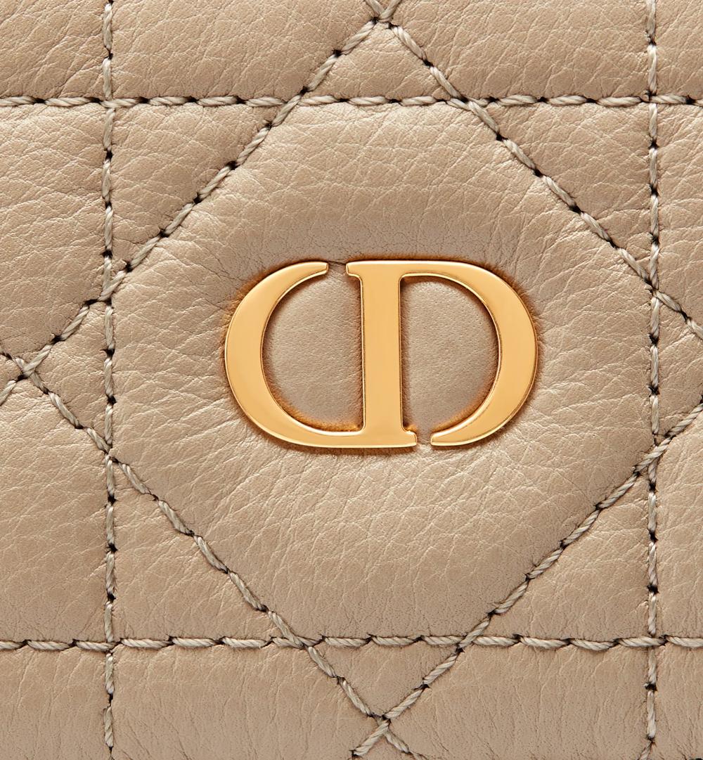 DIOR Women Dior Caro Freesia Card Holder Soft sand-colored Cannage calfskin S5130UWHC_M116