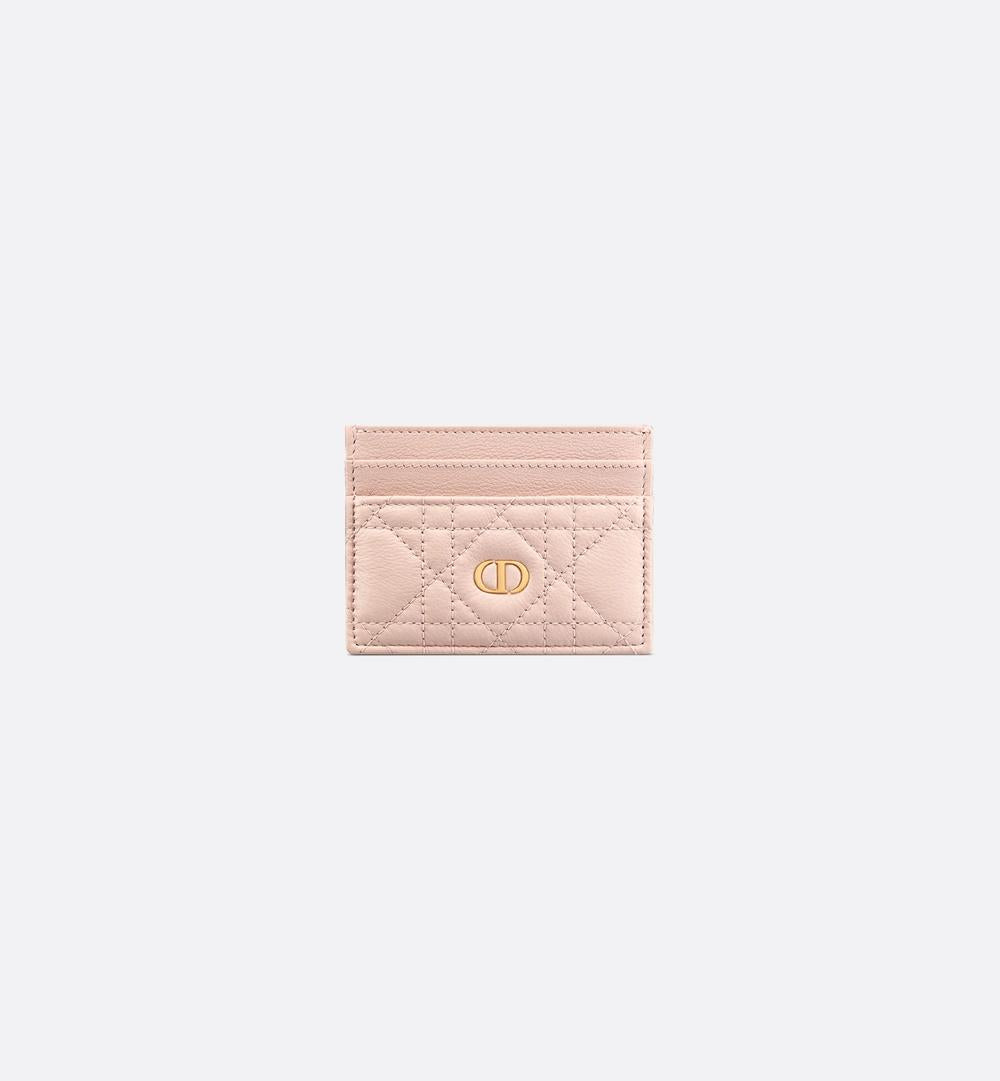 DIOR Women Dior Caro Freesia Card Holder Soft powder pink Cannage calfskin S5130UWHC_M413