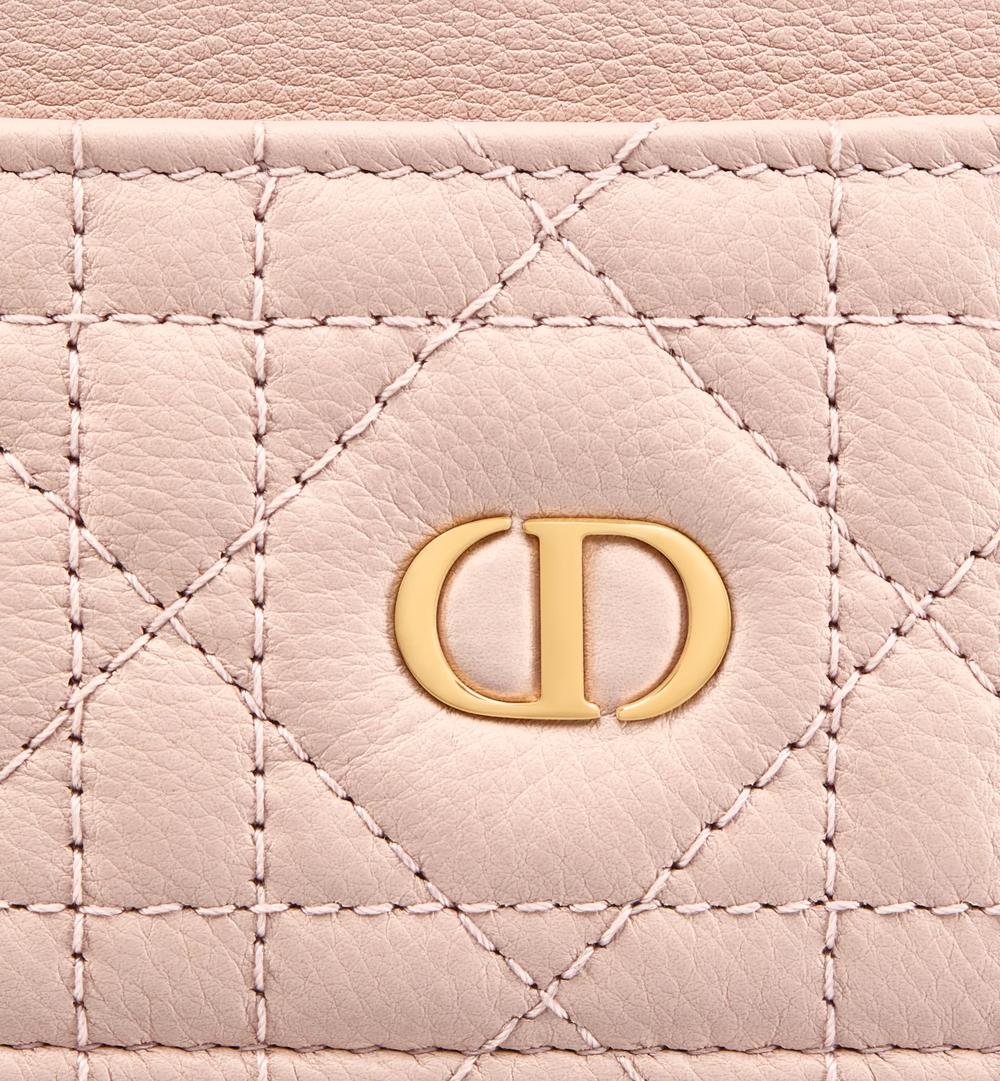 DIOR Women Dior Caro Freesia Card Holder Soft powder pink Cannage calfskin S5130UWHC_M413