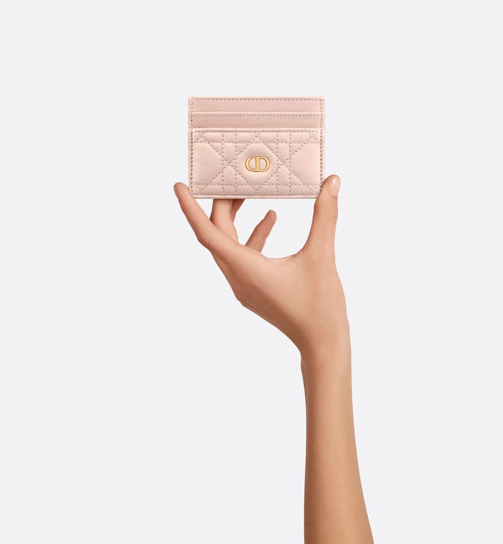 DIOR Women Dior Caro Freesia Card Holder Soft powder pink Cannage calfskin S5130UWHC_M413