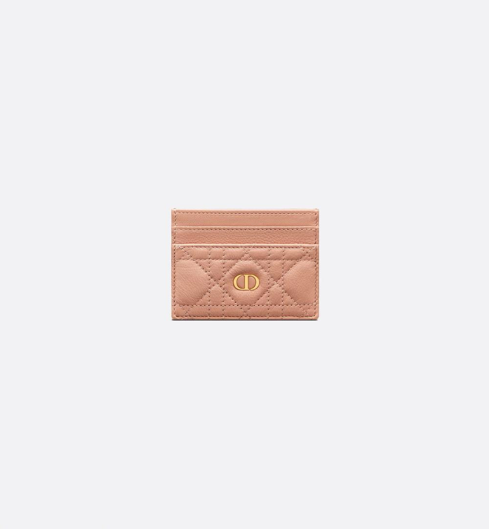 DIOR Women Dior Caro Freesia Card Holder Soft Cannage calfskin in wind rose color S5130UWHC_M49P