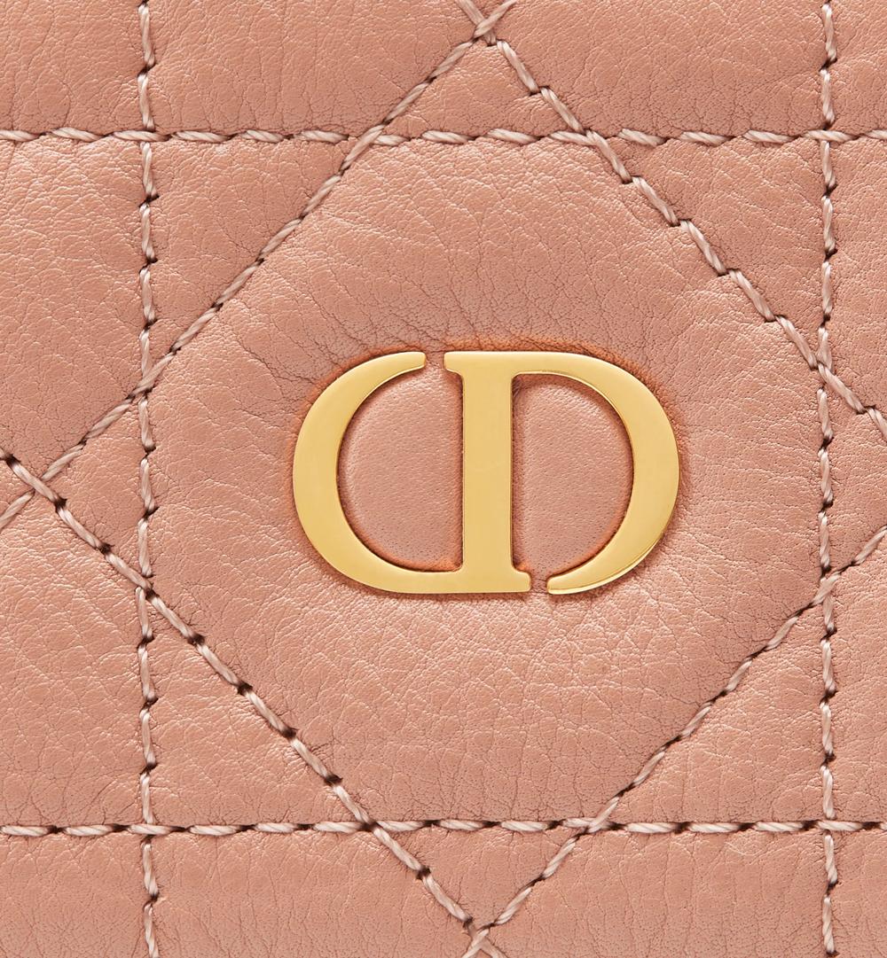 DIOR Women Dior Caro Freesia Card Holder Soft Cannage calfskin in wind rose color S5130UWHC_M49P