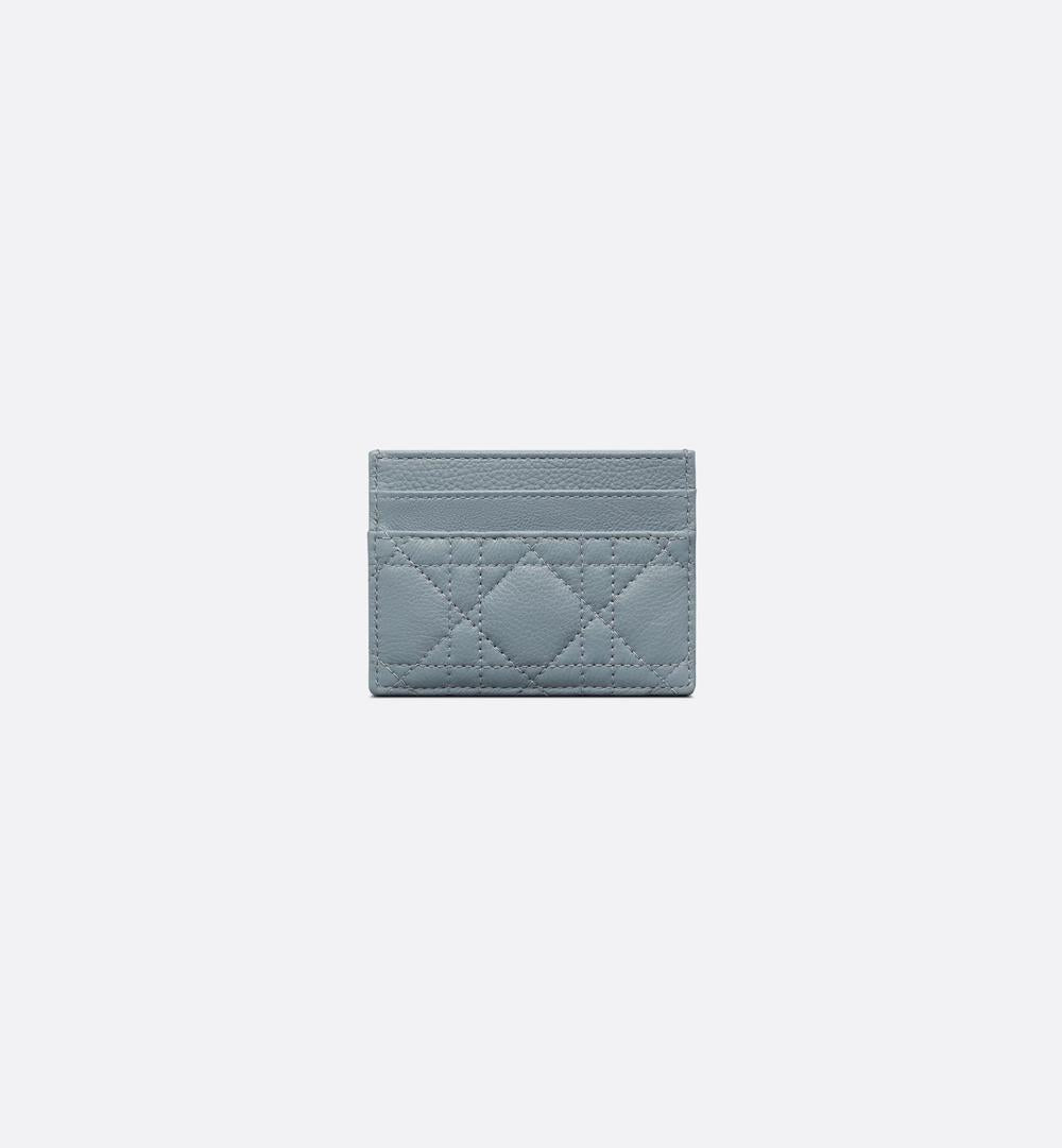 DIOR Women Dior Caro Freesia Card Holder Cuir de veau Cannage souple couleur cloud blue S5130UWHC_M81B