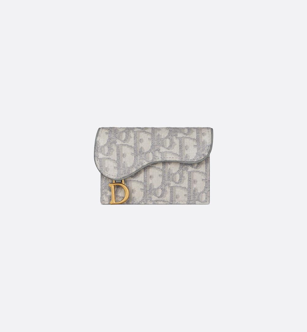 DIOR Women Bloom Saddle Card Holder Toile jacquard Dior Oblique gris S5611CTZQ_M932