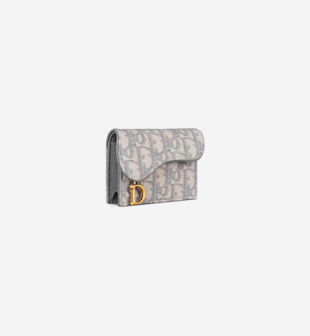 DIOR Women Bloom Saddle Card Holder Toile jacquard Dior Oblique gris S5611CTZQ_M932