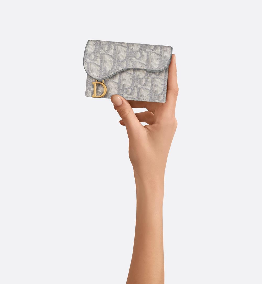 DIOR Women Bloom Saddle Card Holder Toile jacquard Dior Oblique gris S5611CTZQ_M932