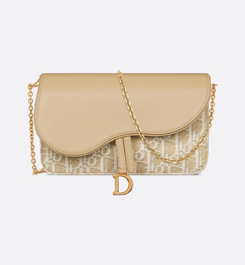 DIOR Women Saddle Medium Chain Pouch Dior Oblique jacquard canvas and smooth natural calfskin S5907CNKO_M925