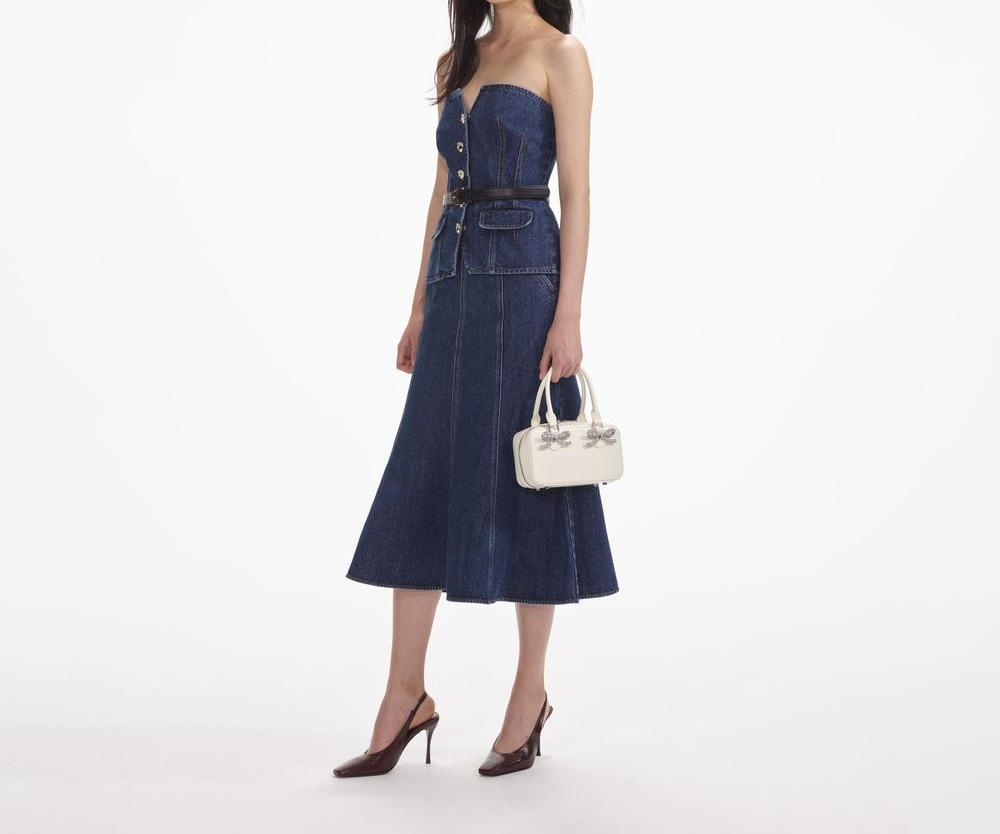 SELF PORTRAIT Women Denim Bandeau Midi Dress SP014