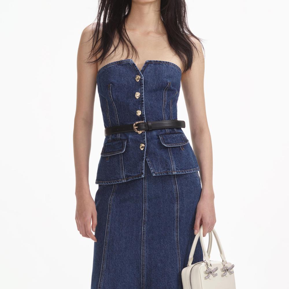 SELF PORTRAIT Women Denim Bandeau Midi Dress SP014