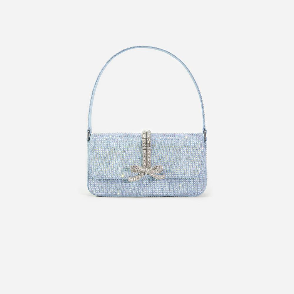 SELF PORTRAIT Women Blue Rhinestone Denim Baguette Bag SP024