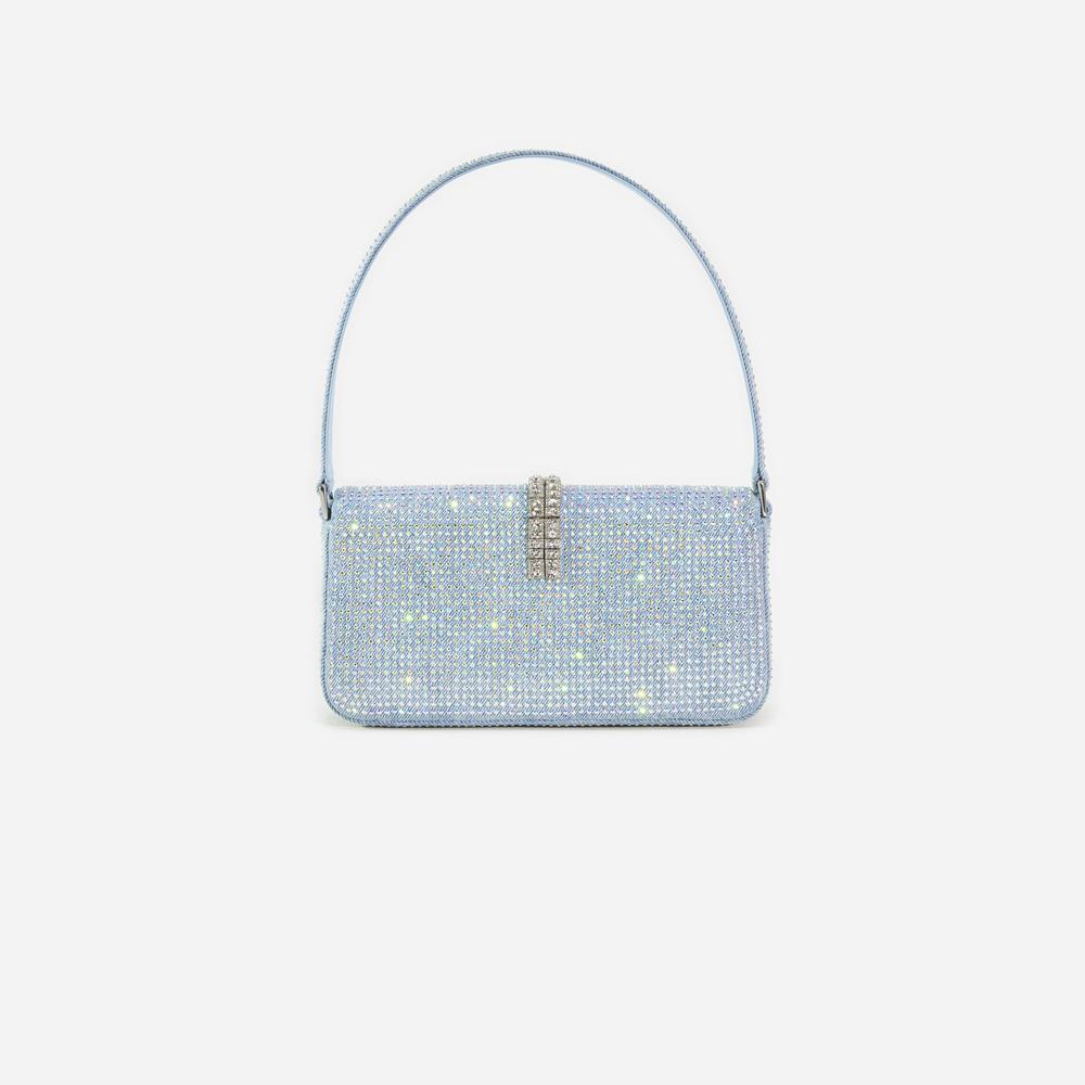 SELF PORTRAIT Women Blue Rhinestone Denim Baguette Bag SP024