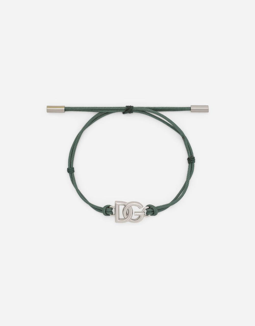 Dolce & Gabbana Men Cord bracelet with DG logo Green WBP5L1W1111V0153